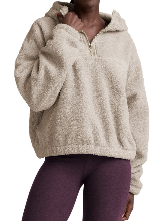Beyond Yoga Tops - Beyond Yoga Sherpa-Lined Crew in Cream